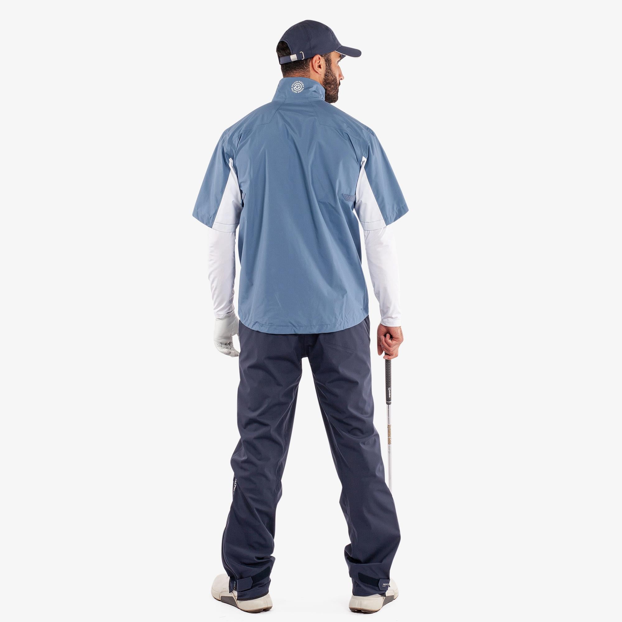 Galvin Green Air Dryvr Pertex Mens Short Sleeve Waterproof Golf Jacket Moonlight Blue/White